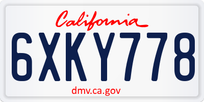 CA license plate 6XKY778