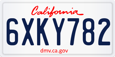 CA license plate 6XKY782