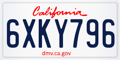 CA license plate 6XKY796