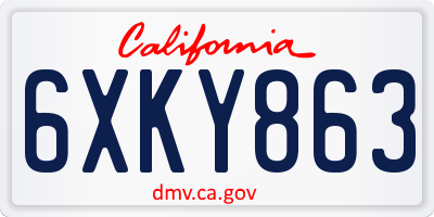 CA license plate 6XKY863