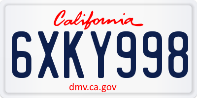 CA license plate 6XKY998