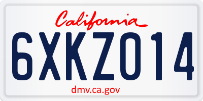 CA license plate 6XKZ014