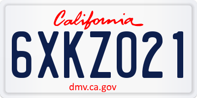 CA license plate 6XKZ021