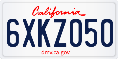 CA license plate 6XKZ050