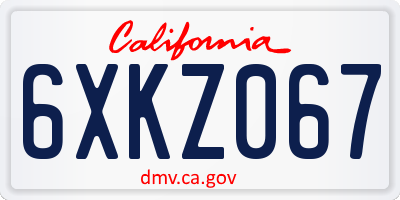 CA license plate 6XKZ067
