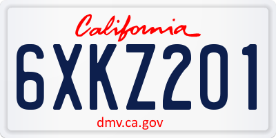 CA license plate 6XKZ201