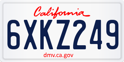 CA license plate 6XKZ249