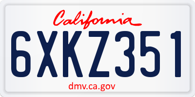 CA license plate 6XKZ351