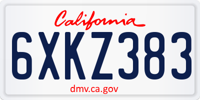 CA license plate 6XKZ383