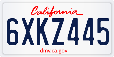 CA license plate 6XKZ445