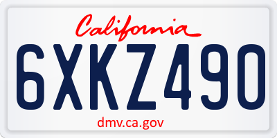 CA license plate 6XKZ490