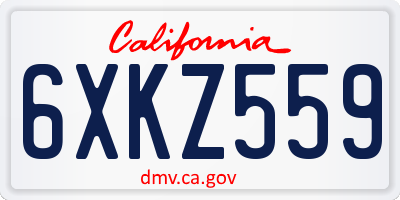 CA license plate 6XKZ559