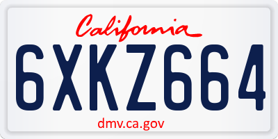 CA license plate 6XKZ664