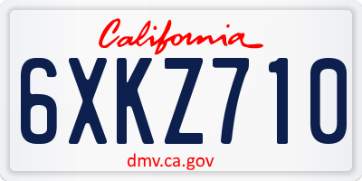 CA license plate 6XKZ710