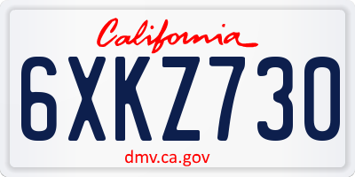 CA license plate 6XKZ730