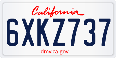 CA license plate 6XKZ737
