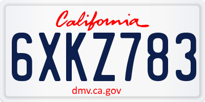CA license plate 6XKZ783