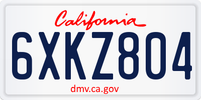 CA license plate 6XKZ804