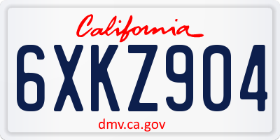 CA license plate 6XKZ904