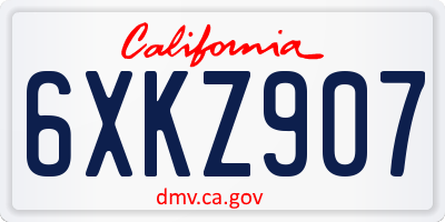 CA license plate 6XKZ907