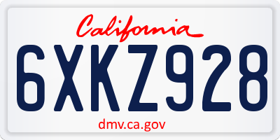 CA license plate 6XKZ928