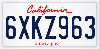 CA license plate 6XKZ963
