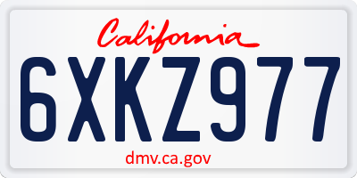 CA license plate 6XKZ977