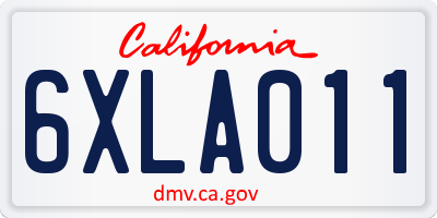 CA license plate 6XLA011