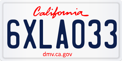 CA license plate 6XLA033