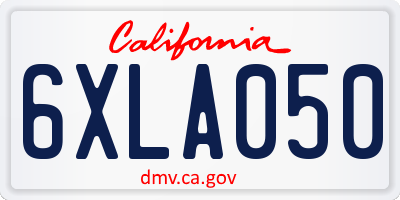 CA license plate 6XLA050