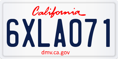 CA license plate 6XLA071