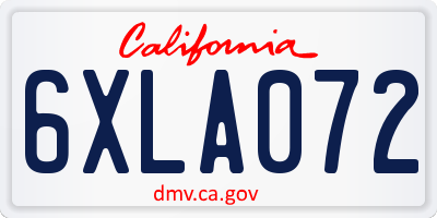 CA license plate 6XLA072