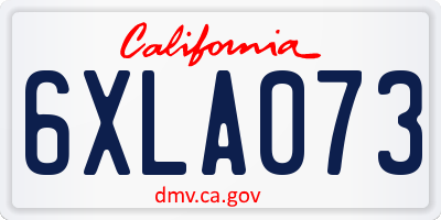CA license plate 6XLA073