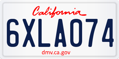CA license plate 6XLA074