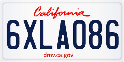 CA license plate 6XLA086
