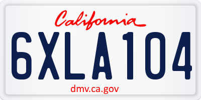 CA license plate 6XLA104