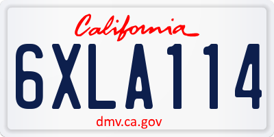 CA license plate 6XLA114