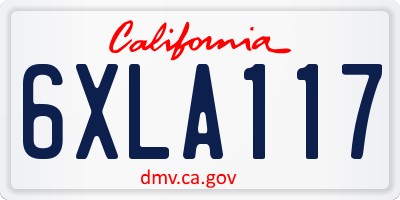 CA license plate 6XLA117