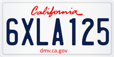 CA license plate 6XLA125