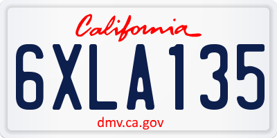 CA license plate 6XLA135