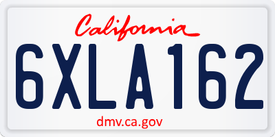 CA license plate 6XLA162