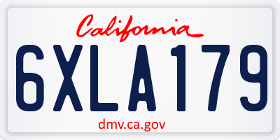 CA license plate 6XLA179