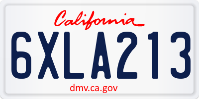 CA license plate 6XLA213