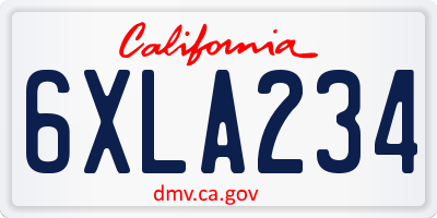 CA license plate 6XLA234