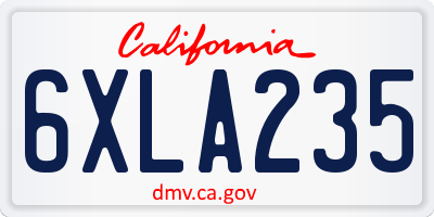 CA license plate 6XLA235
