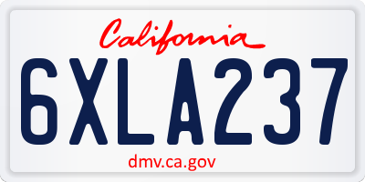 CA license plate 6XLA237