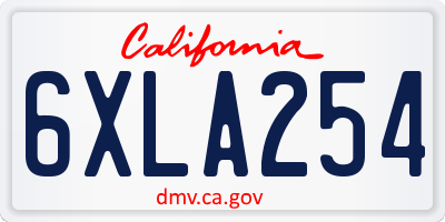 CA license plate 6XLA254