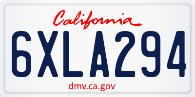 CA license plate 6XLA294