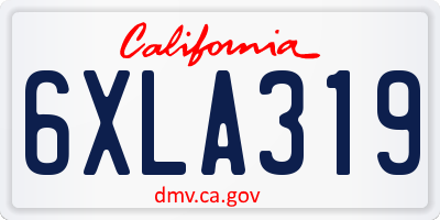 CA license plate 6XLA319