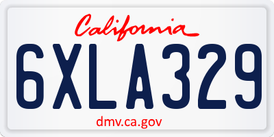 CA license plate 6XLA329